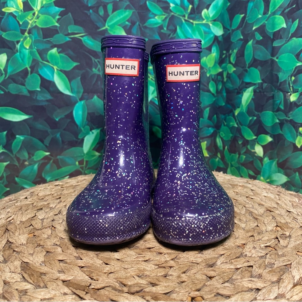 Hunter Purple Glitter Kids Rain Boots